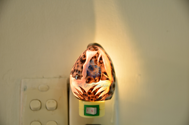 Đèn ngủ vỏ ốc gấm mài khắc ĐN25 – © bản quyền hình chụp tại VoOcBien