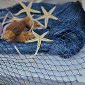 Lưới cá trang trí đính vỏ sò 1mm (xanh biển)