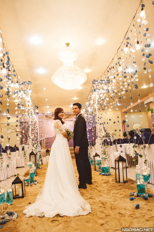 Tiệc cưới phong cách biển cầu kỳ Hào & Tiên